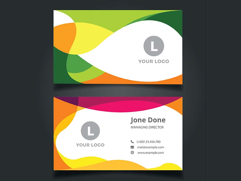 Abstract colorful wave style business card design